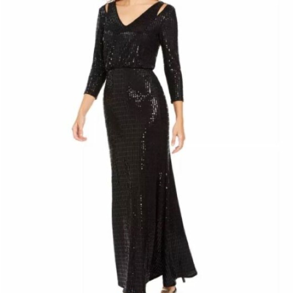 Calvin Klein blouson gown with shoulder cut out 3/4 sleeve sz 8 - Picture 3 of 3